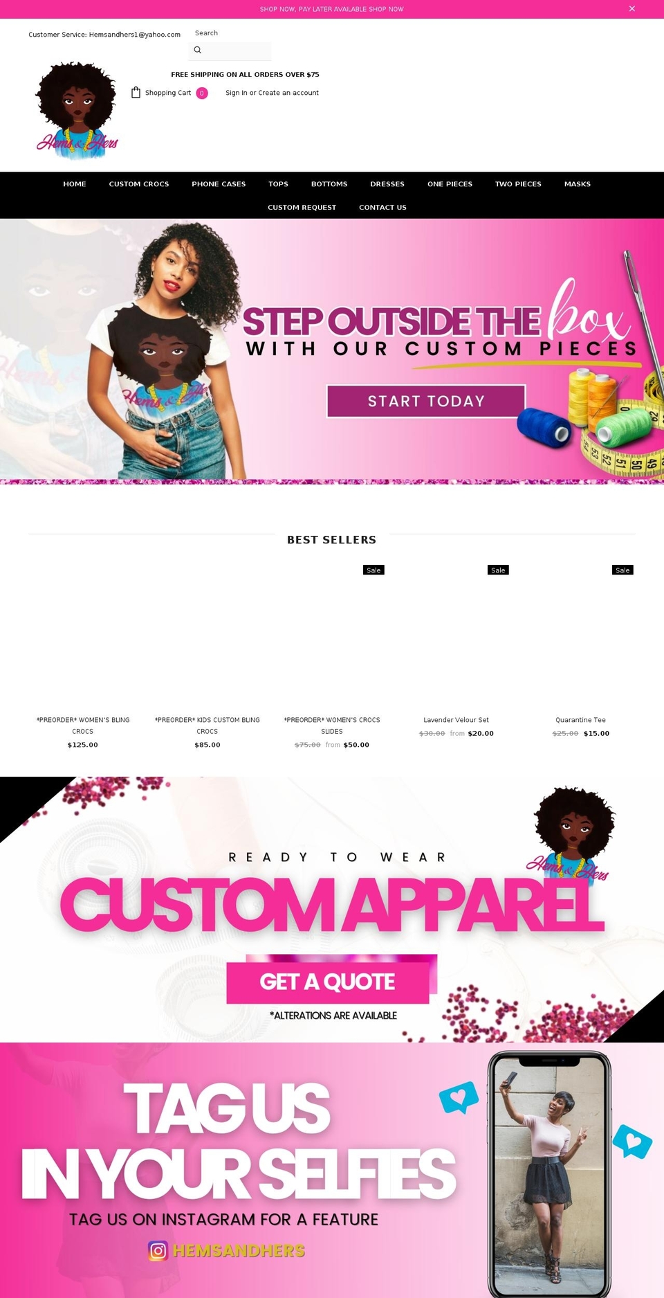 Marlayna Markets with Installments message Shopify theme site example shophemsandhers.com
