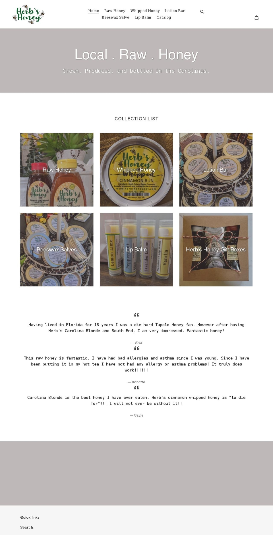 shopherbshoney.com shopify website screenshot