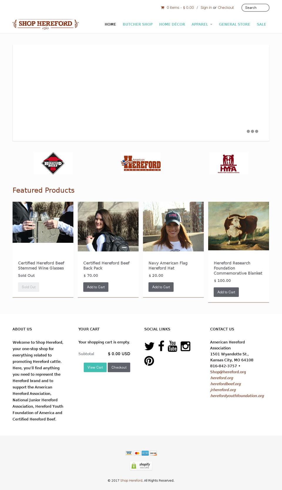 shophereford.com shopify website screenshot