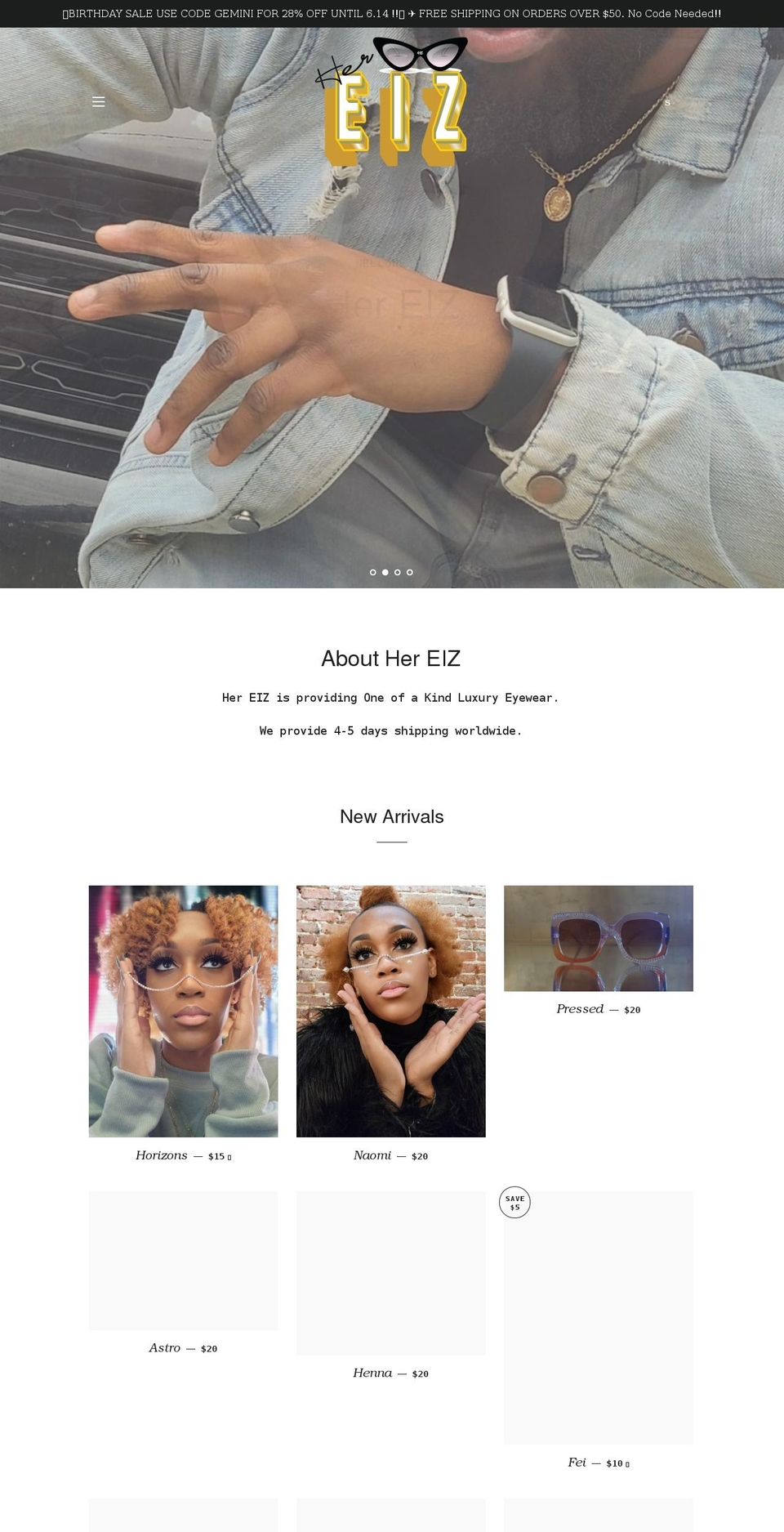 shophereiz.com shopify website screenshot