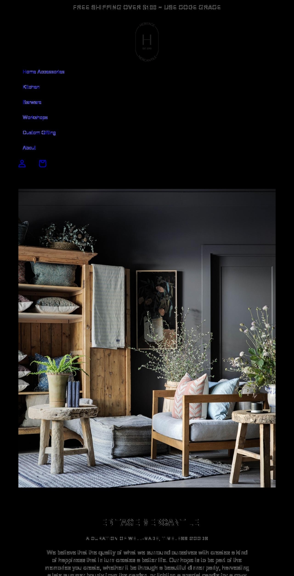 shopheritage.com shopify website screenshot