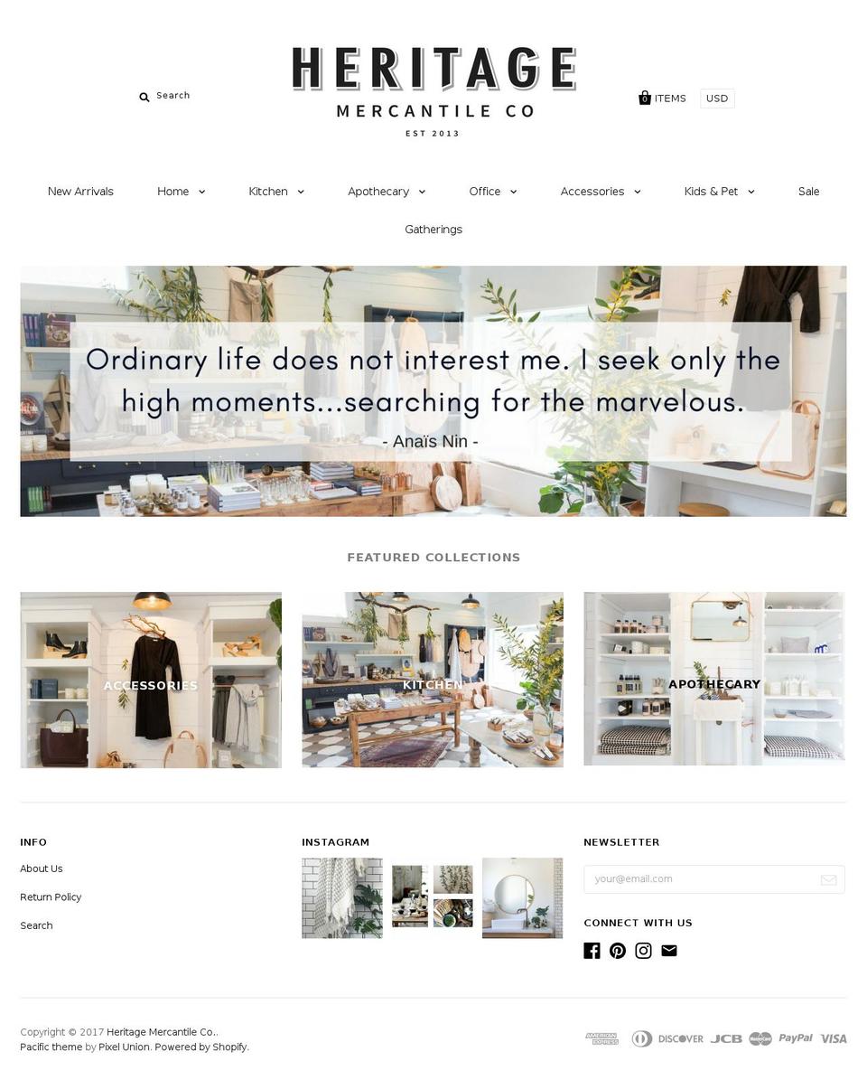 shopheritagemercantile.com shopify website screenshot