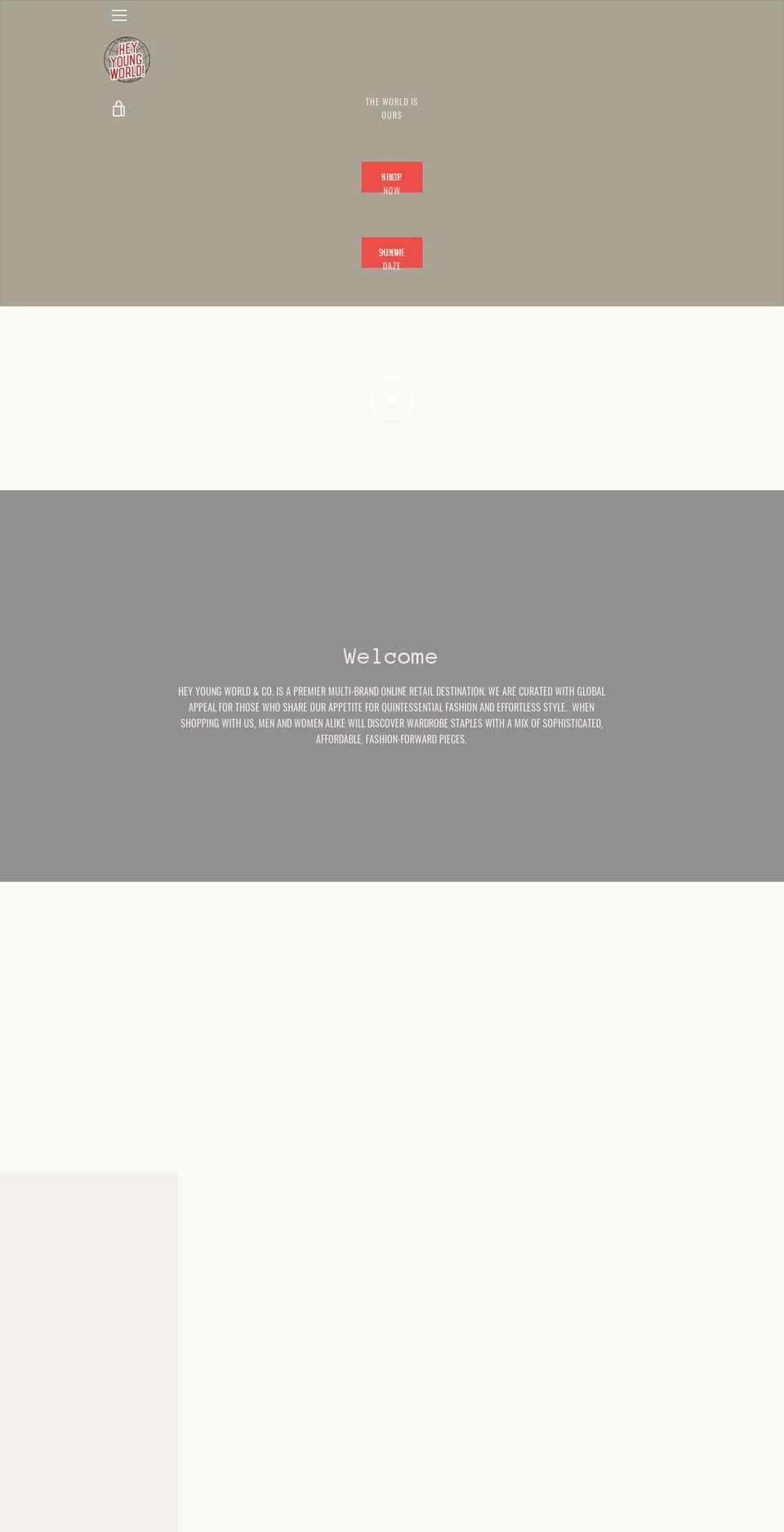 shopheyyoungworld.com — Shopify storefront screenshot