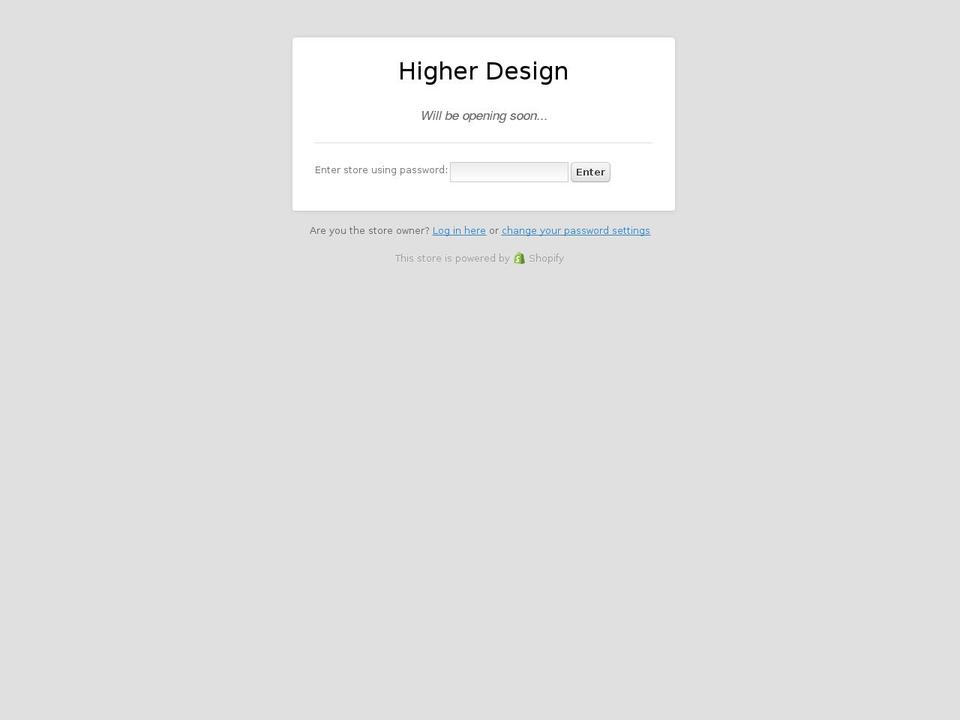shophigherdesign.com shopify website screenshot