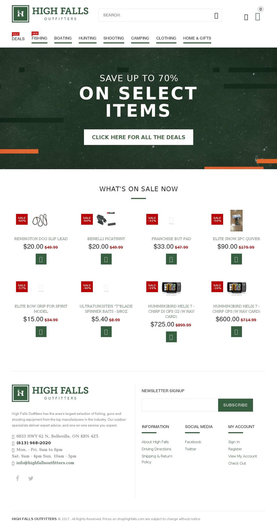 shophighfalls.com shopify website screenshot