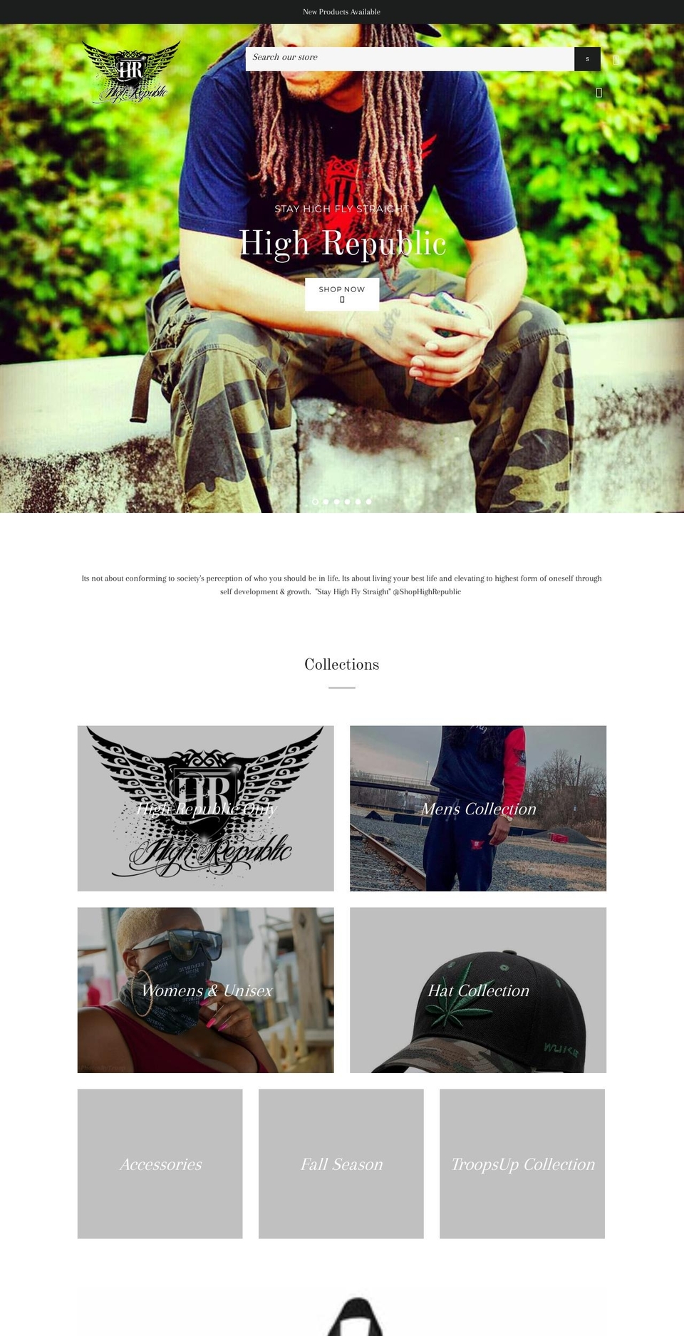shophighrepublic.com shopify website screenshot