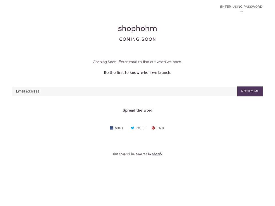 shophohm.com — Shopify storefront screenshot