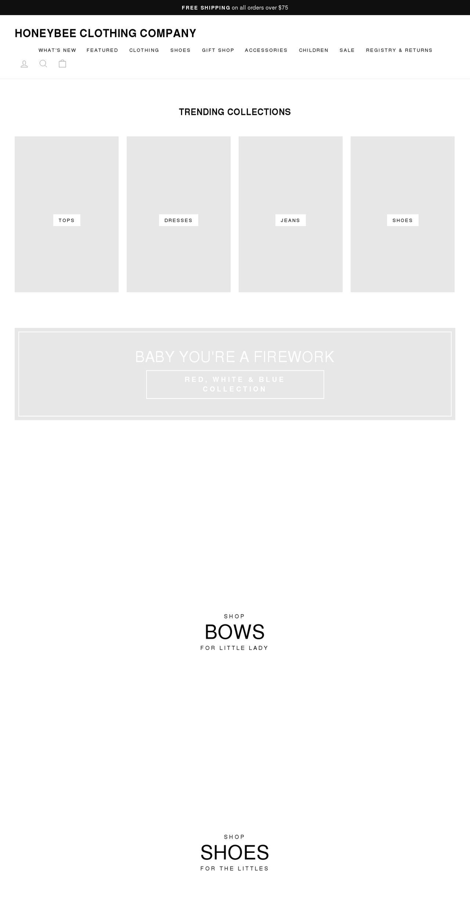 shophoneybeeboutique.com shopify website screenshot