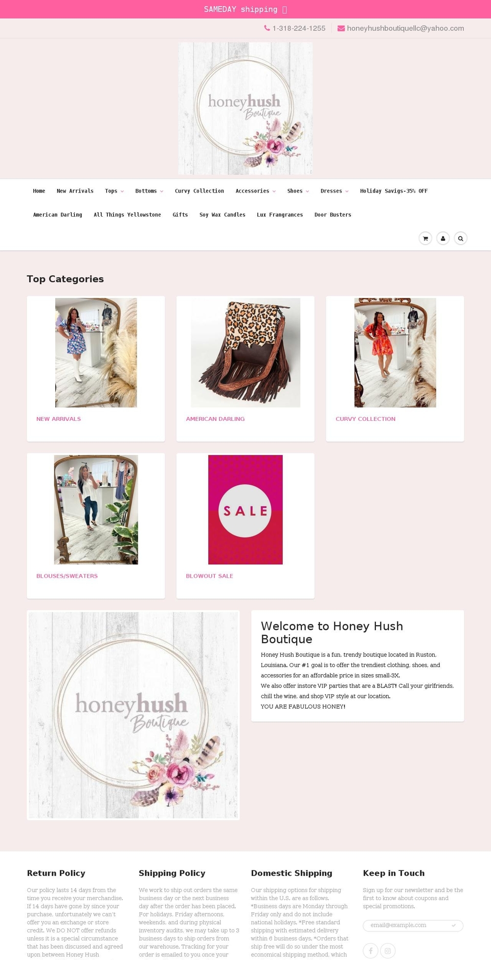 shophoneyhushboutique.com shopify website screenshot