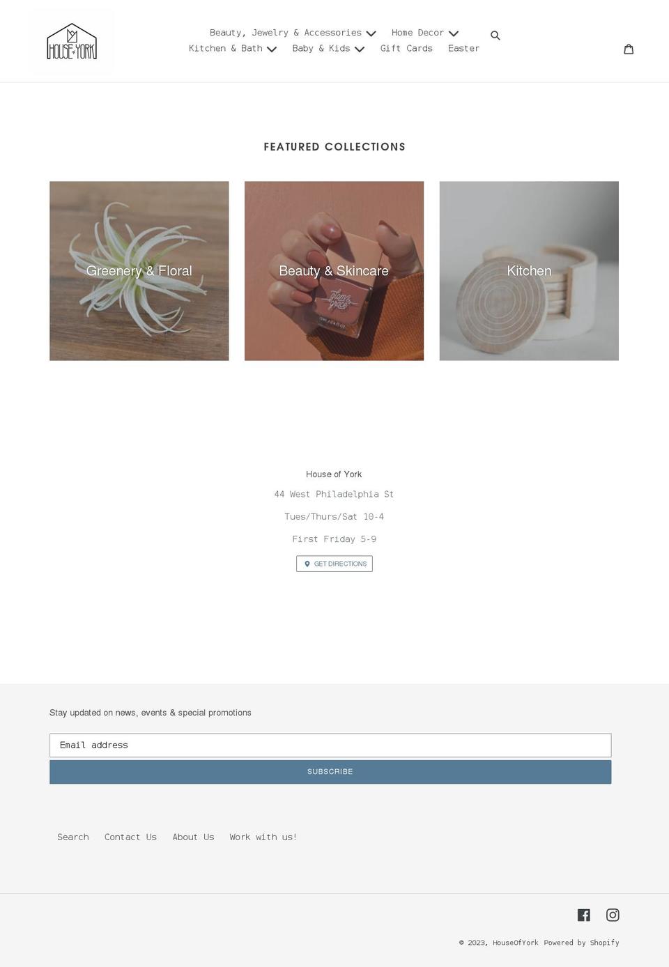 shophouseofyork.com shopify website screenshot