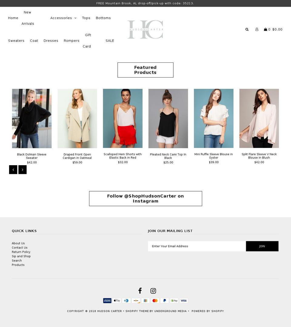 shophudsoncarter.com — Shopify storefront screenshot