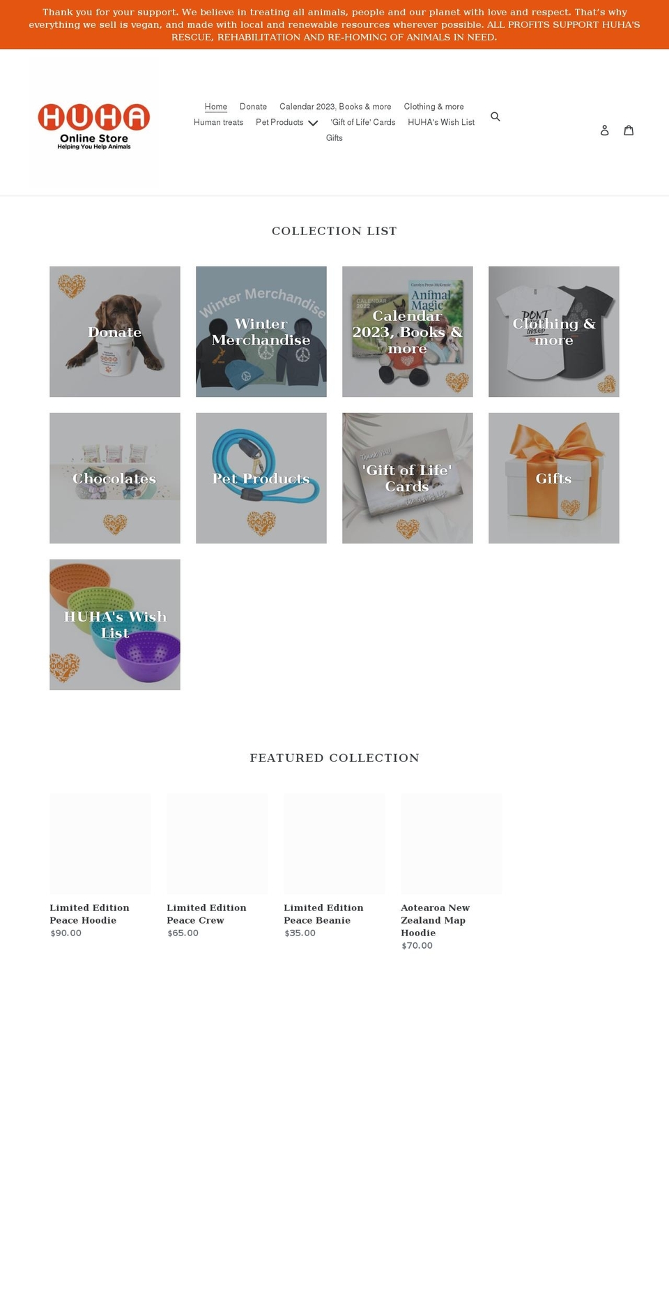 shophuha.co.nz shopify website screenshot