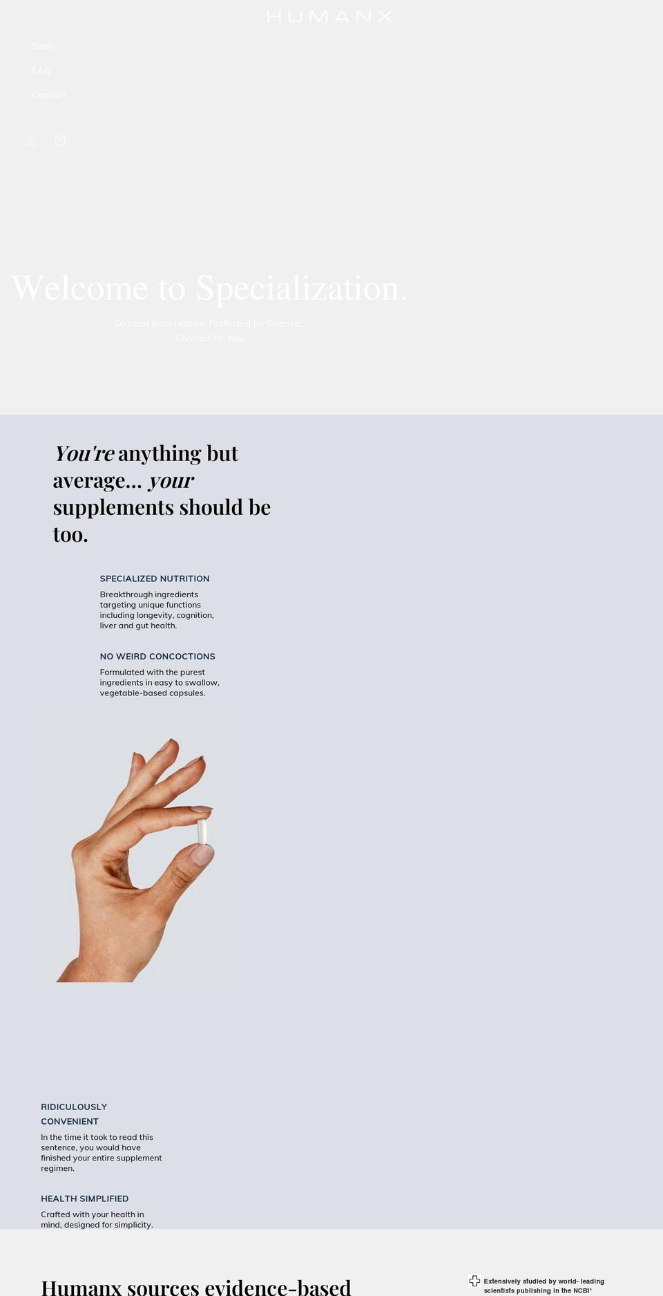 shophumanx.com shopify website screenshot
