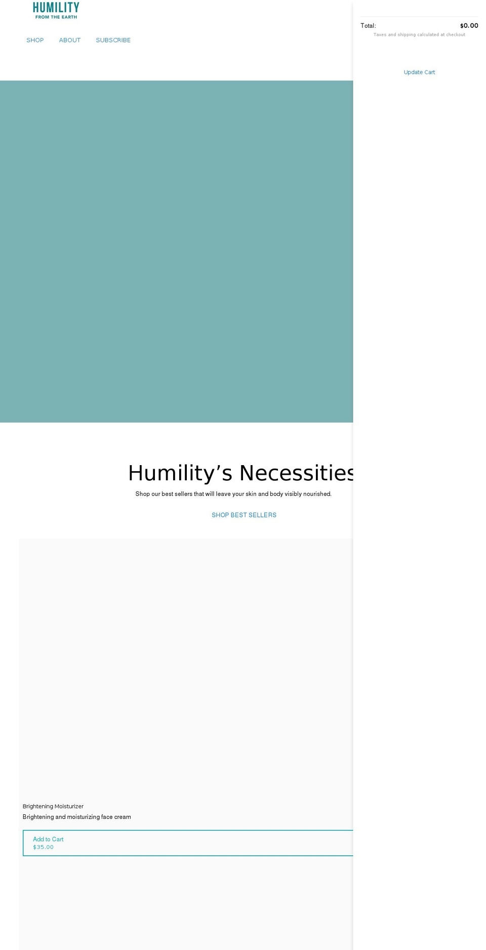 shophumility.com shopify website screenshot