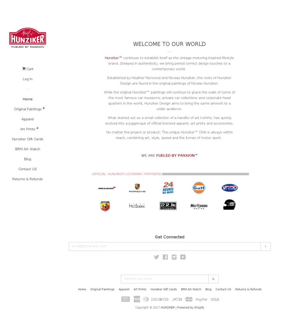 shophunziker.com shopify website screenshot