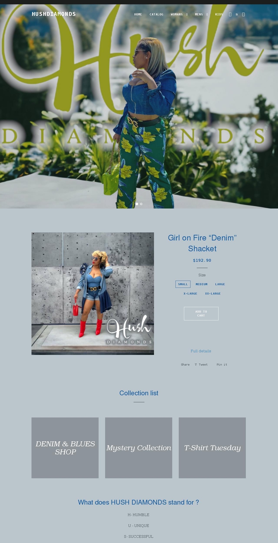 shophushdiamonds.com shopify website screenshot