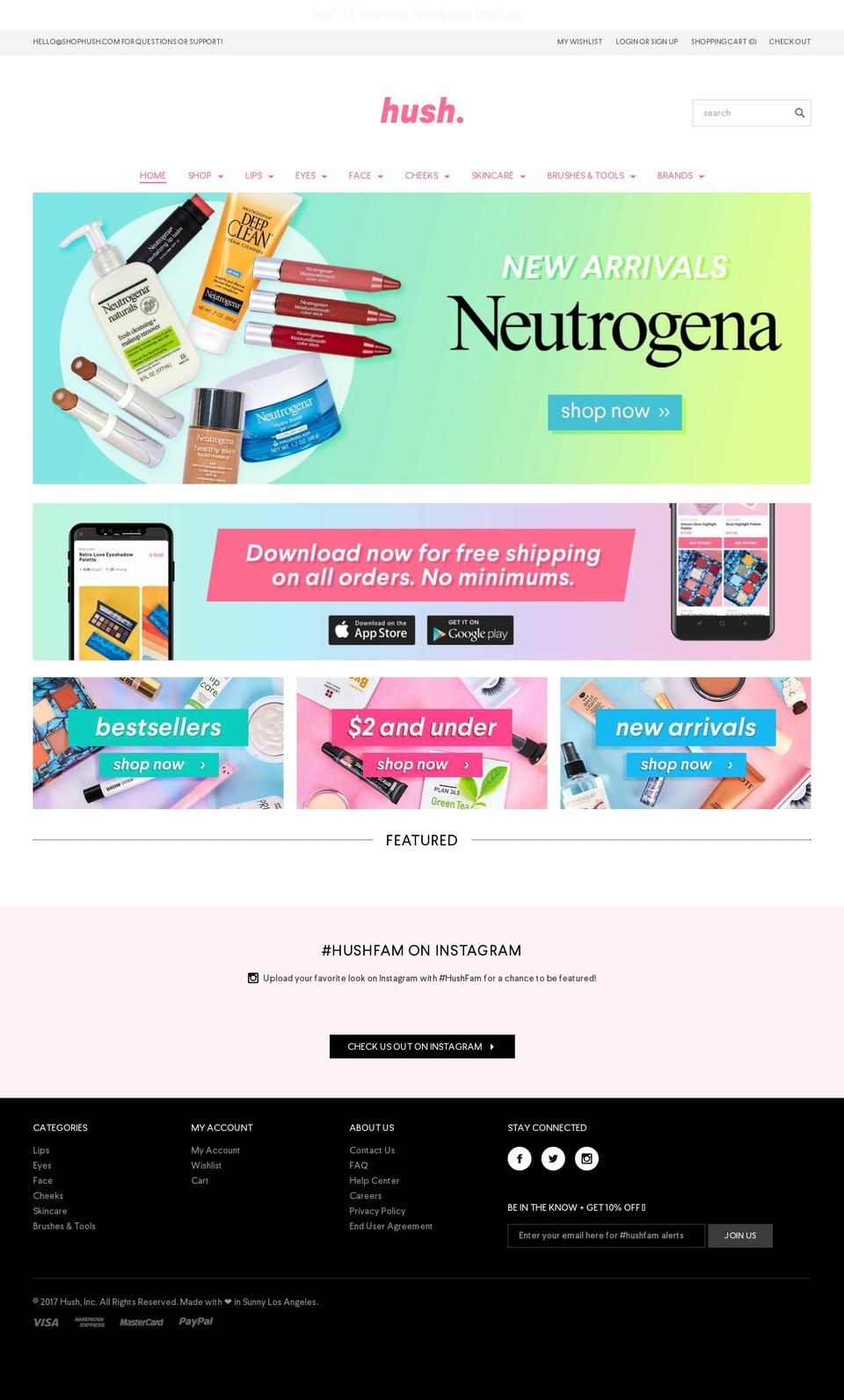 shophushmakeup.com — Shopify storefront screenshot