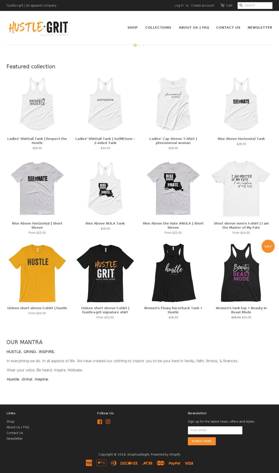 shophustleandgrit.com — Shopify storefront screenshot