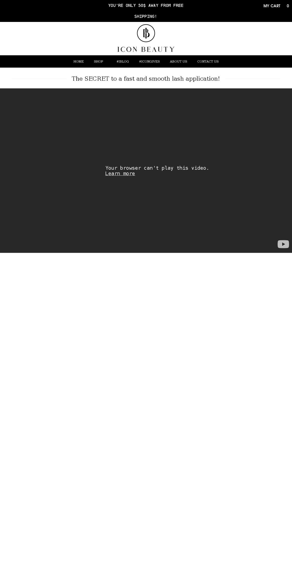 shopiconbeauty.com shopify website screenshot