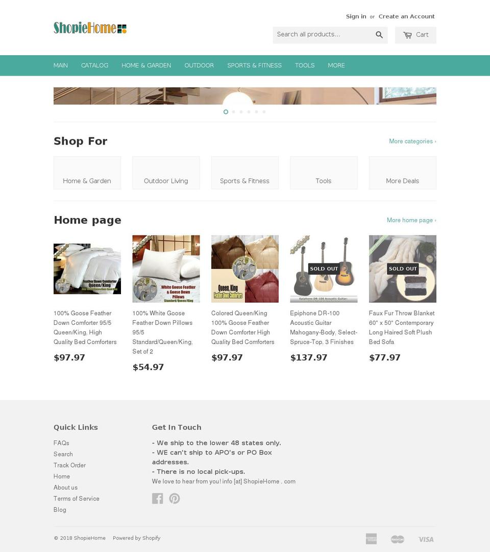 shopiehome.com — Shopify storefront screenshot
