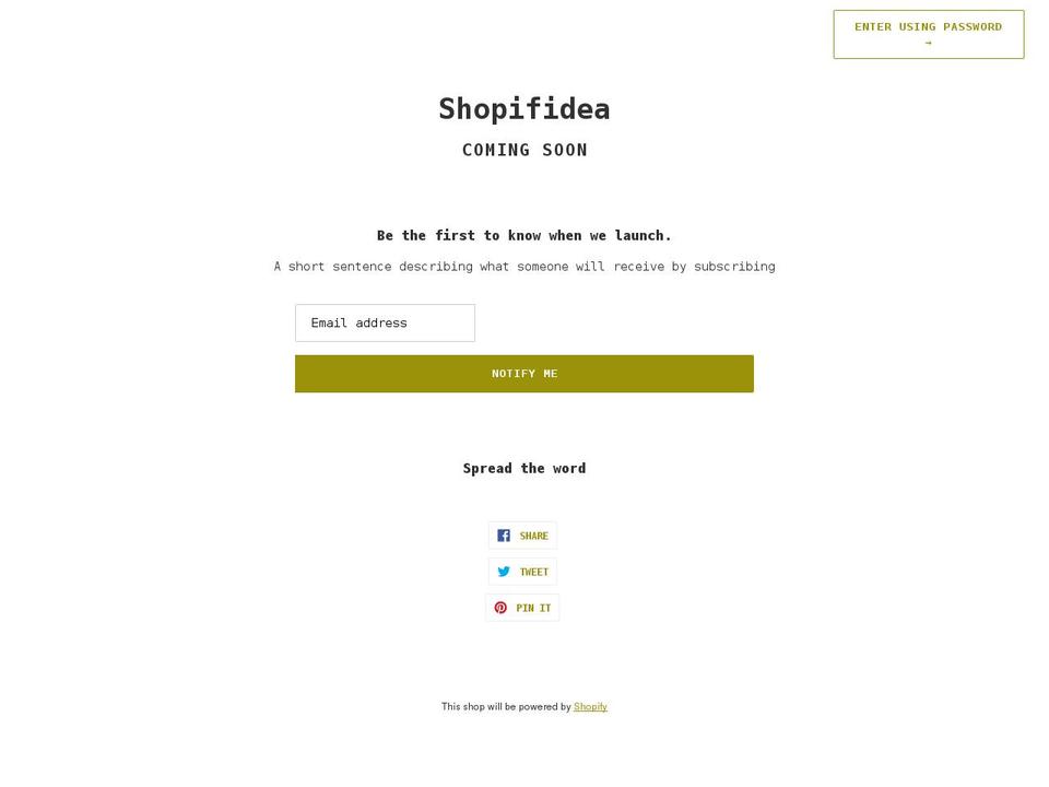 shopifidea.com shopify website screenshot