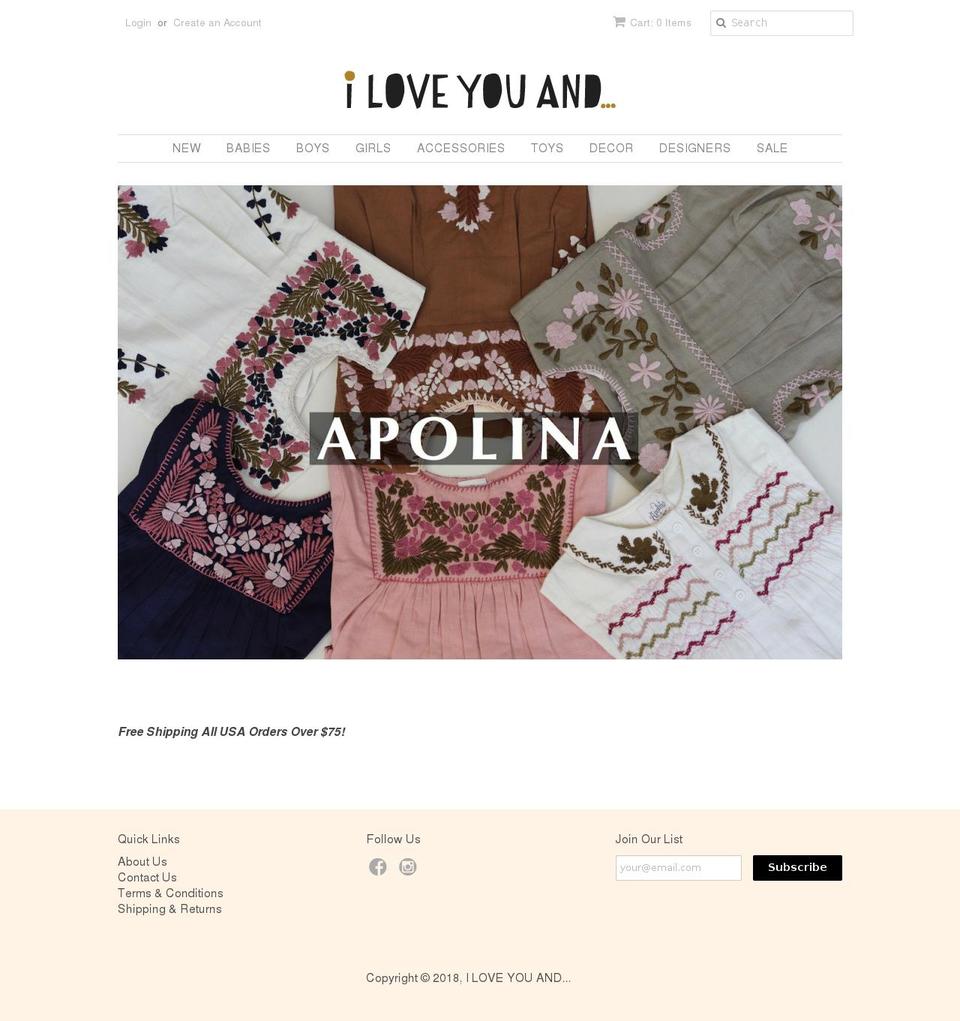 shopiloveyouand.com — Shopify storefront screenshot