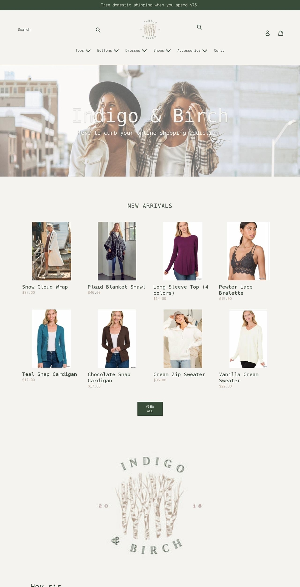 shopindigoandbirch.com shopify website screenshot