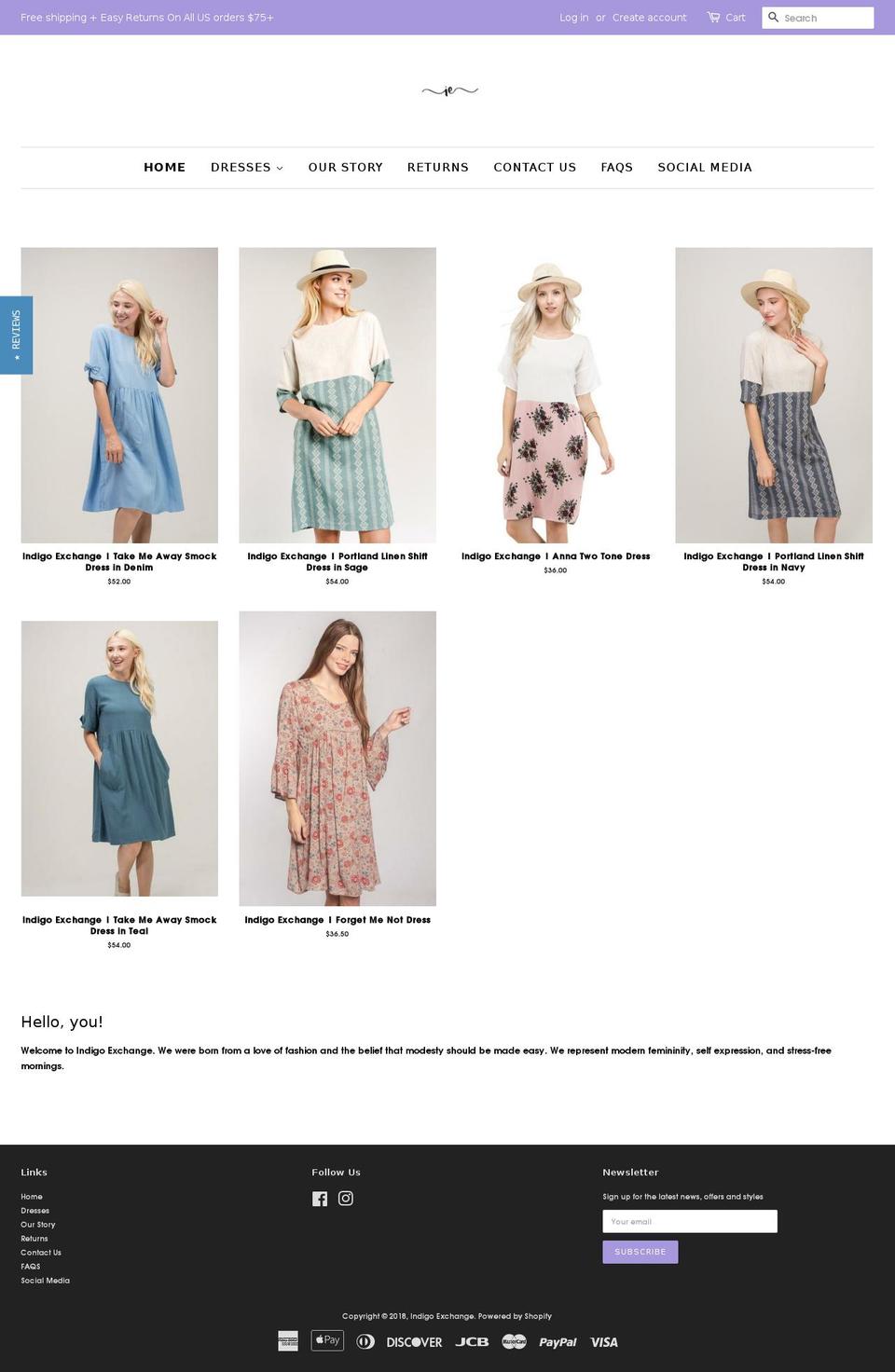 shopindigoexchange.com — Shopify storefront screenshot