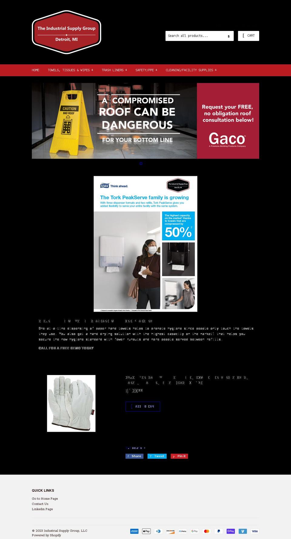 shopindustrialsupplygroup.com shopify website screenshot