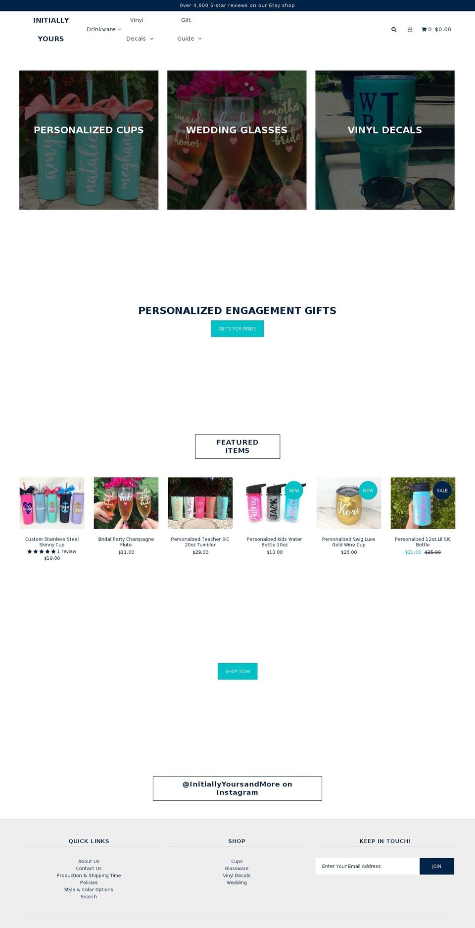 shopinitiallyyours.com shopify website screenshot
