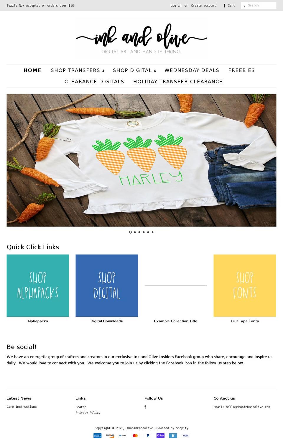 shopinkandolive.com — Shopify storefront screenshot
