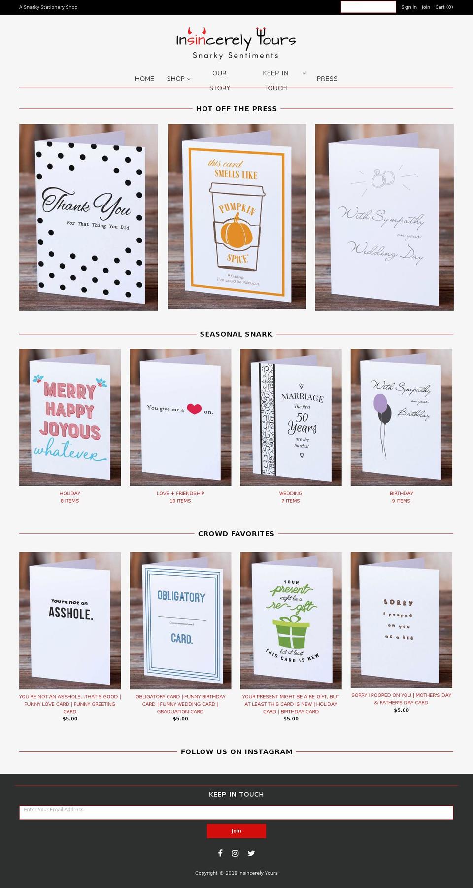 shopinsincerelyyours.com shopify website screenshot