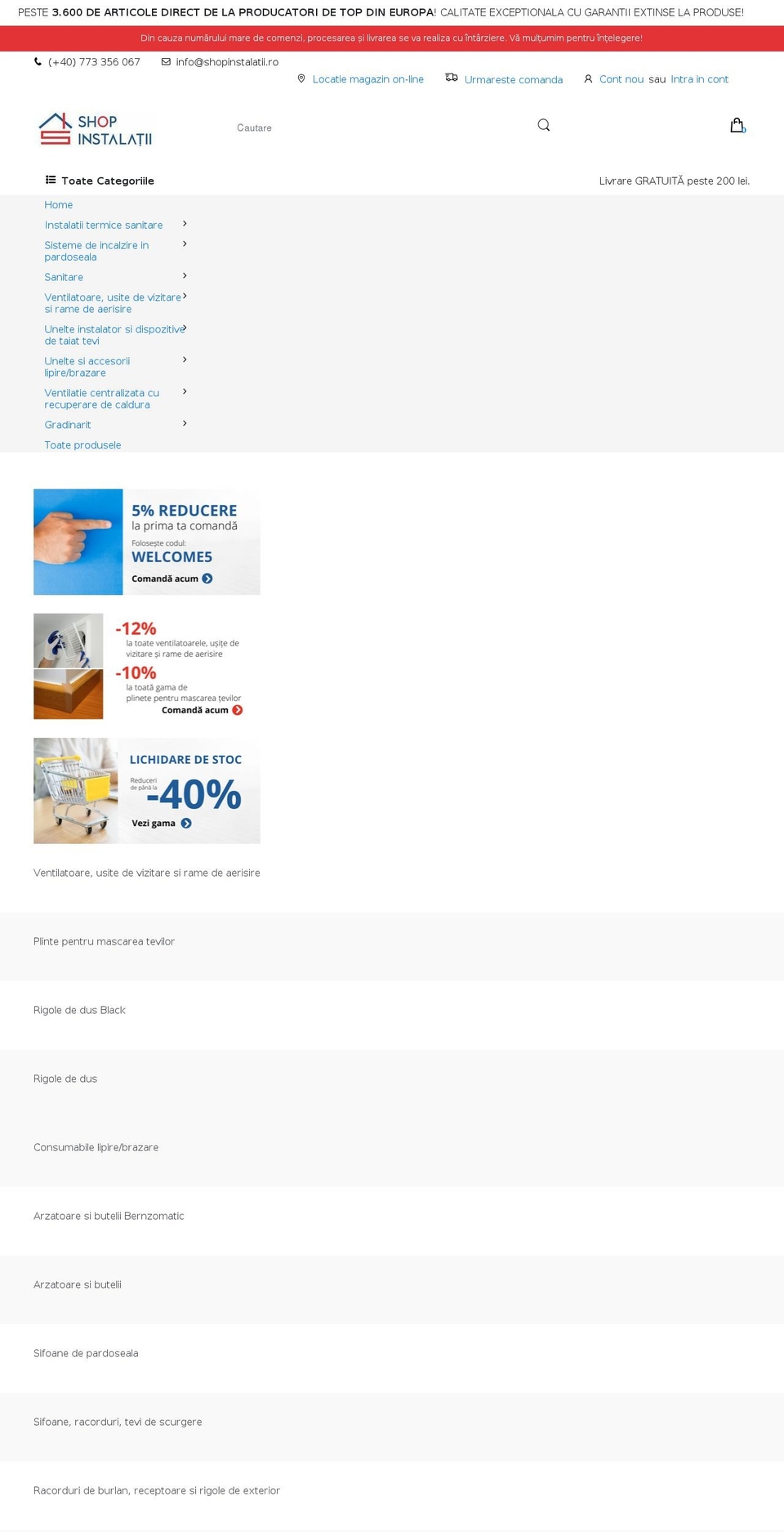 ELECTRO Shopify theme site example shopinstalatii.ro