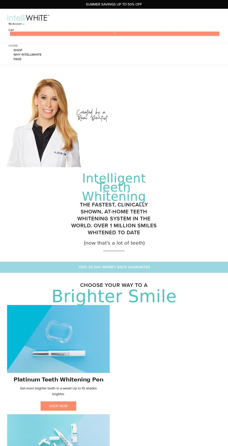 shopintelliwhite.com shopify website screenshot