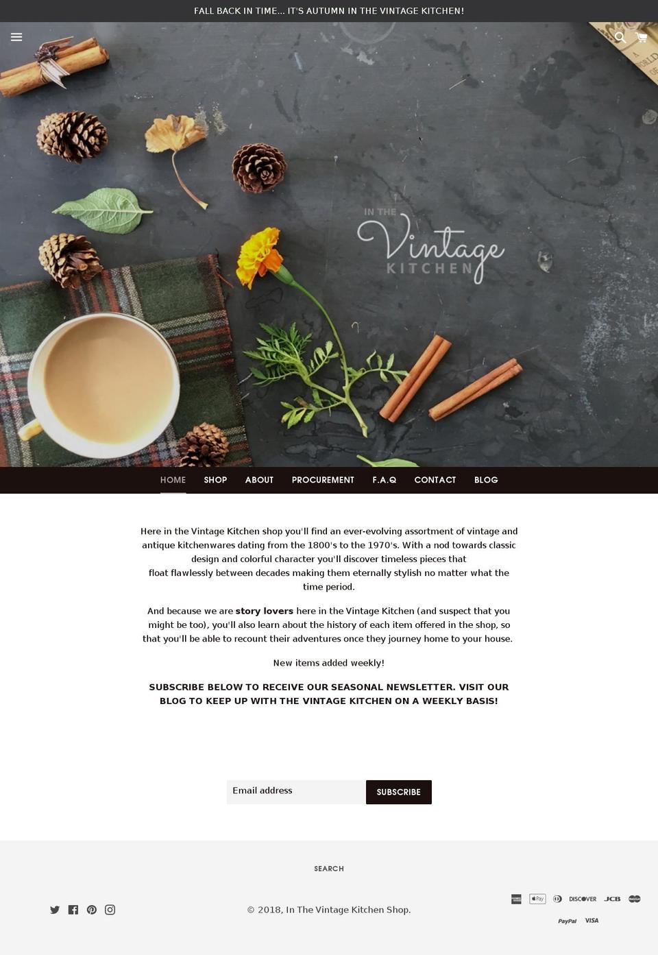 shopinthevintagekitchen.com shopify website screenshot