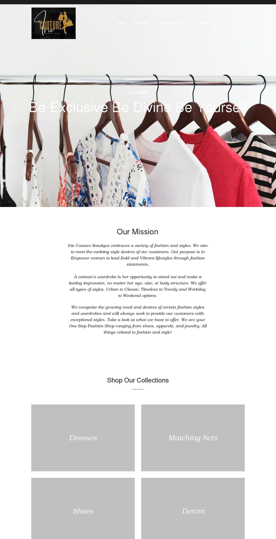 shopiriecoutureboutique.com shopify website screenshot