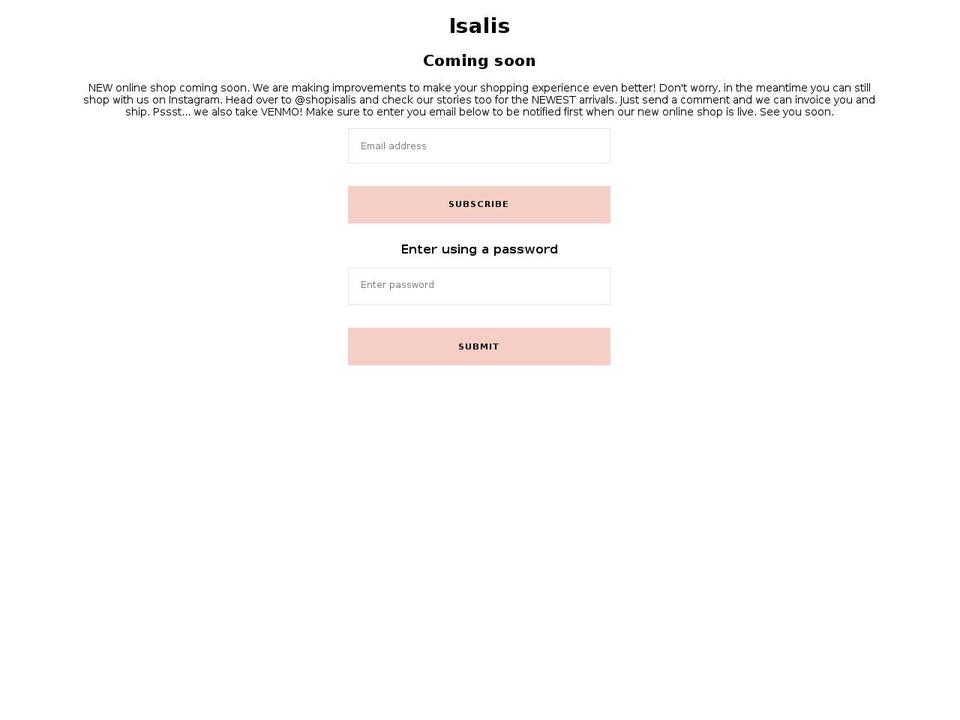 shopisalis.com shopify website screenshot