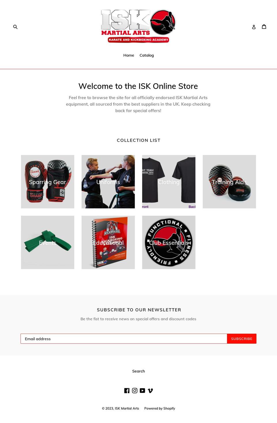 shopiskmartialarts.com shopify website screenshot