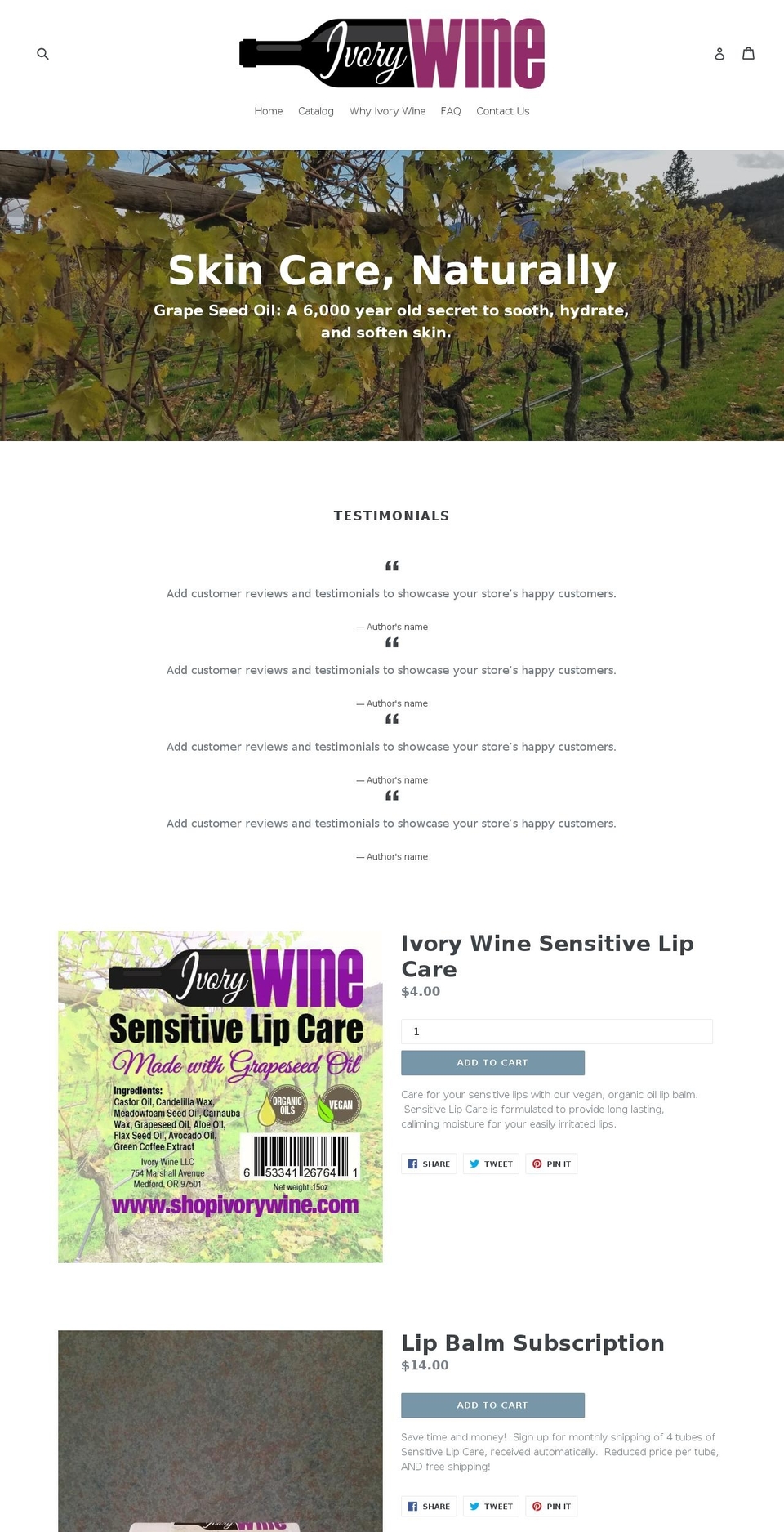 shopivorywine.com — Shopify storefront screenshot