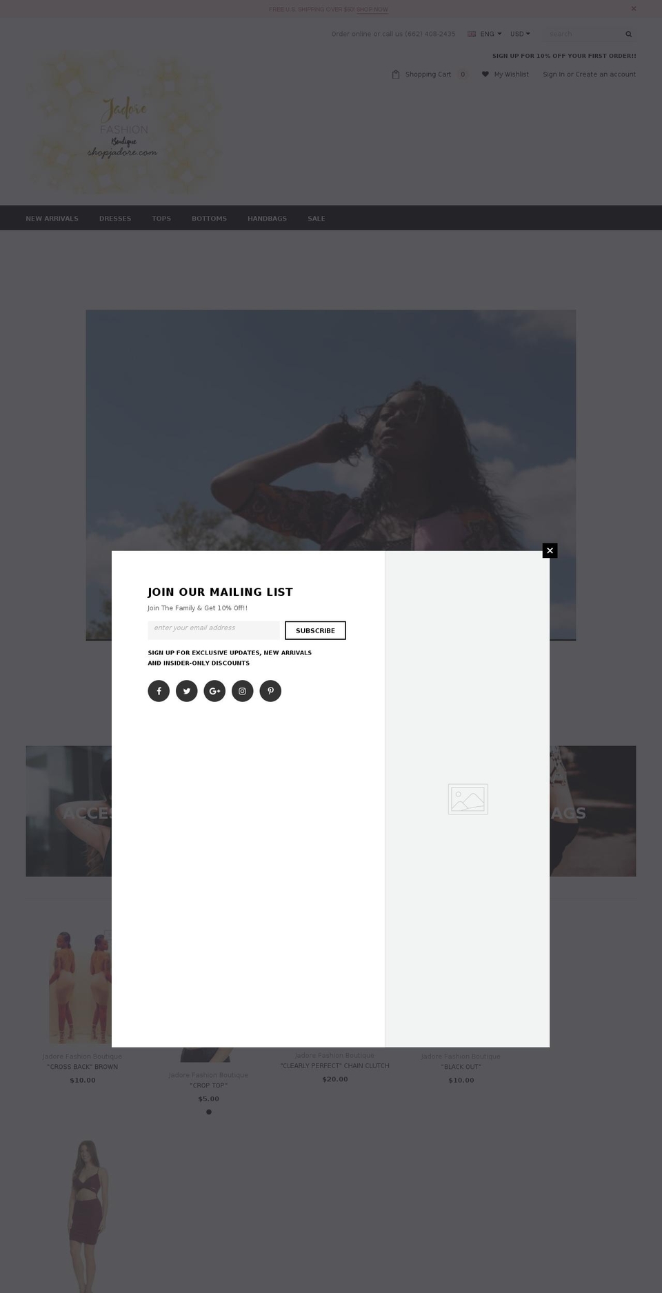 shopjadore.com — Shopify storefront screenshot