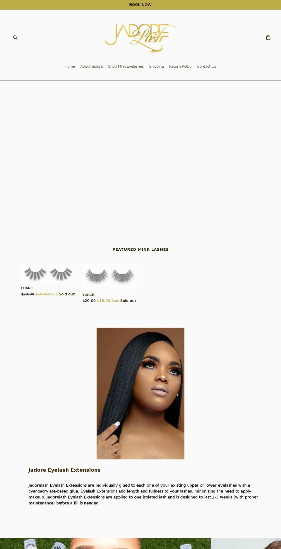 shopjadorelash.com — Shopify storefront screenshot
