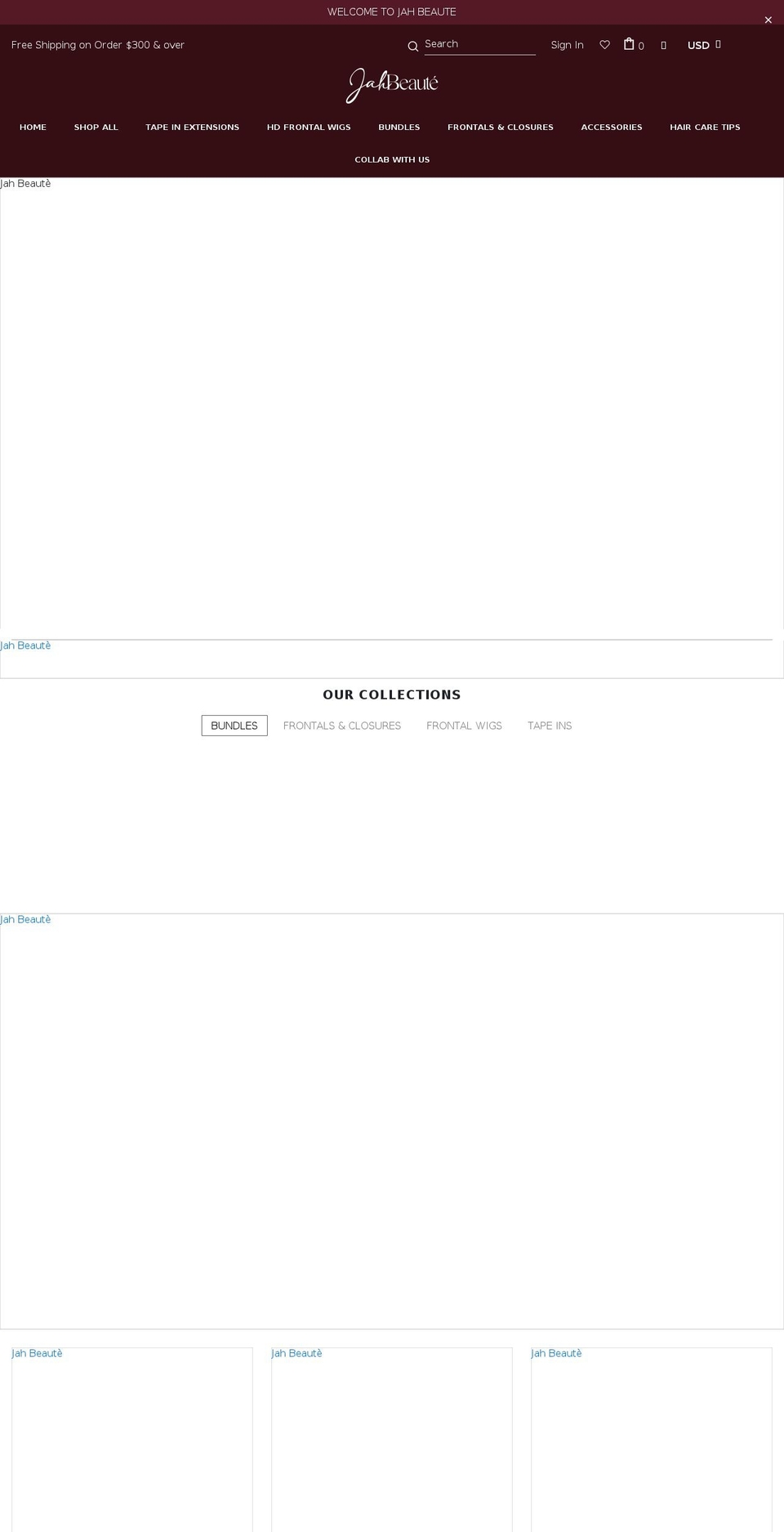 shopjahbeaute.com shopify website screenshot