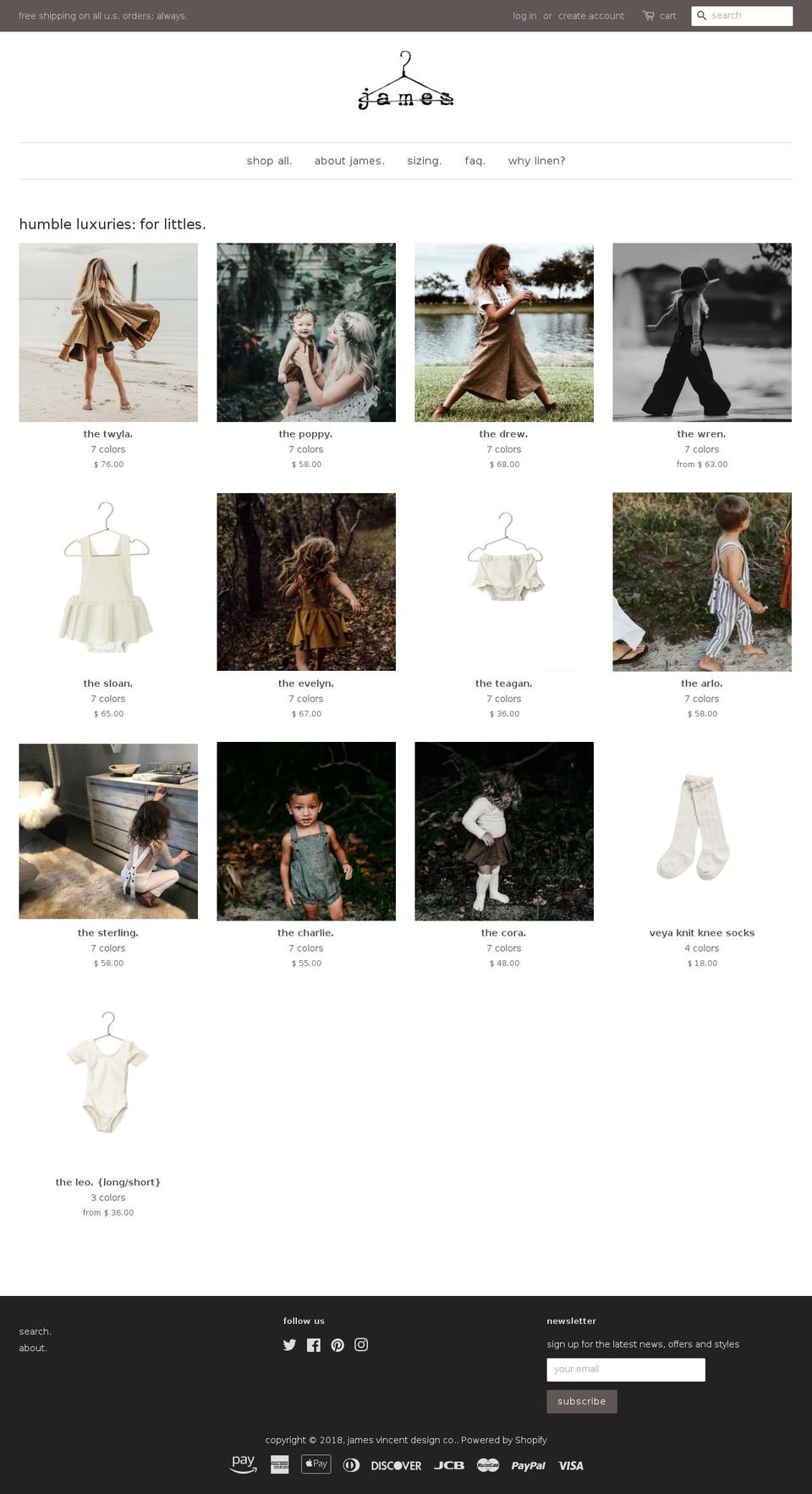 shopjames.com — Shopify storefront screenshot