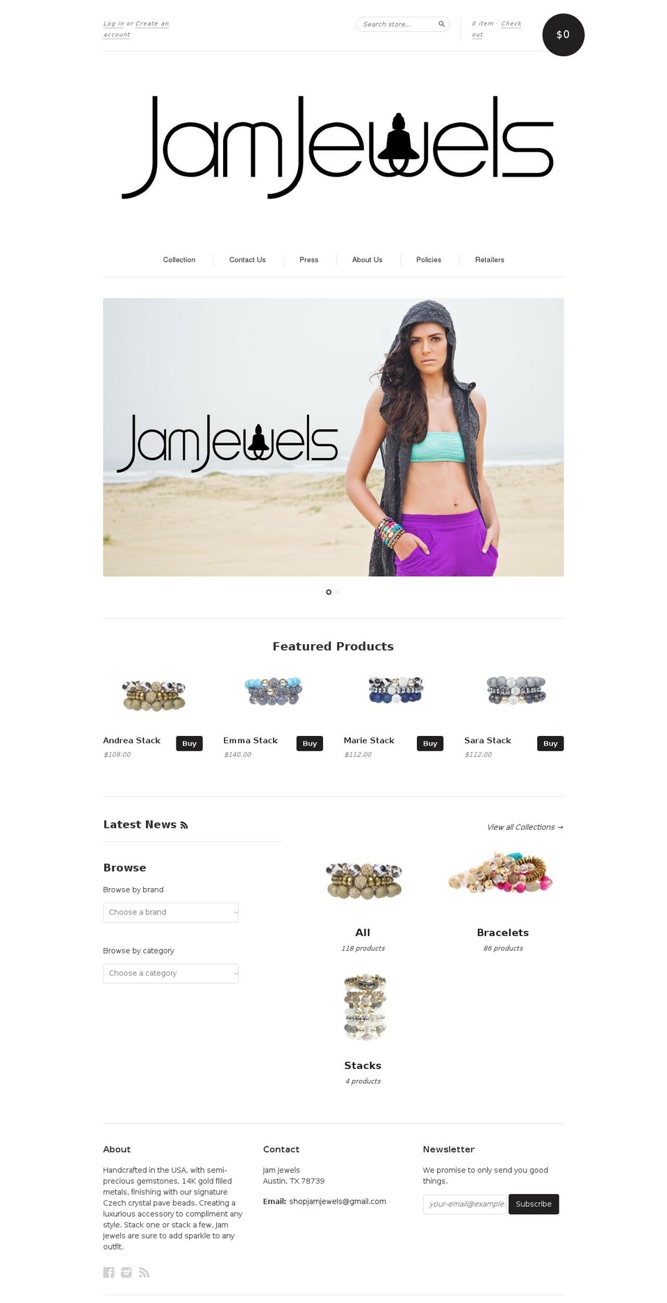 shopjamjewels.com shopify website screenshot