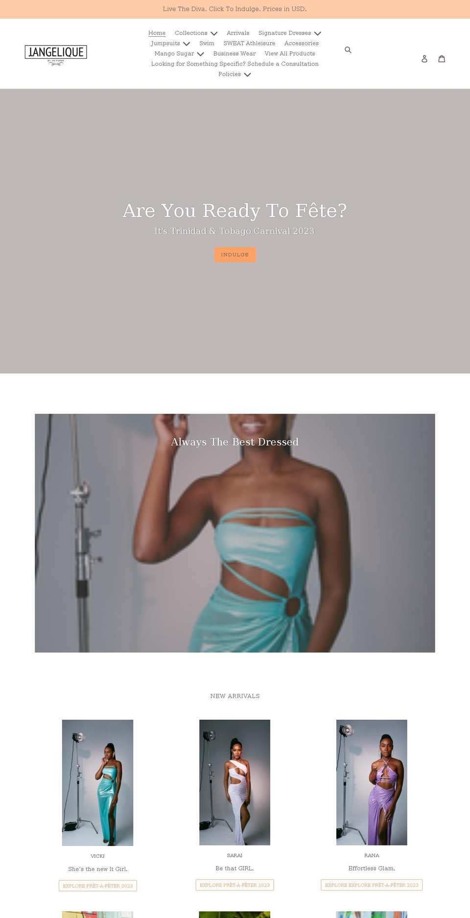 shopjangelique.com shopify website screenshot
