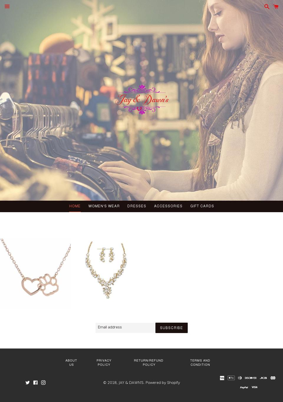 shopjaydawns.com shopify website screenshot