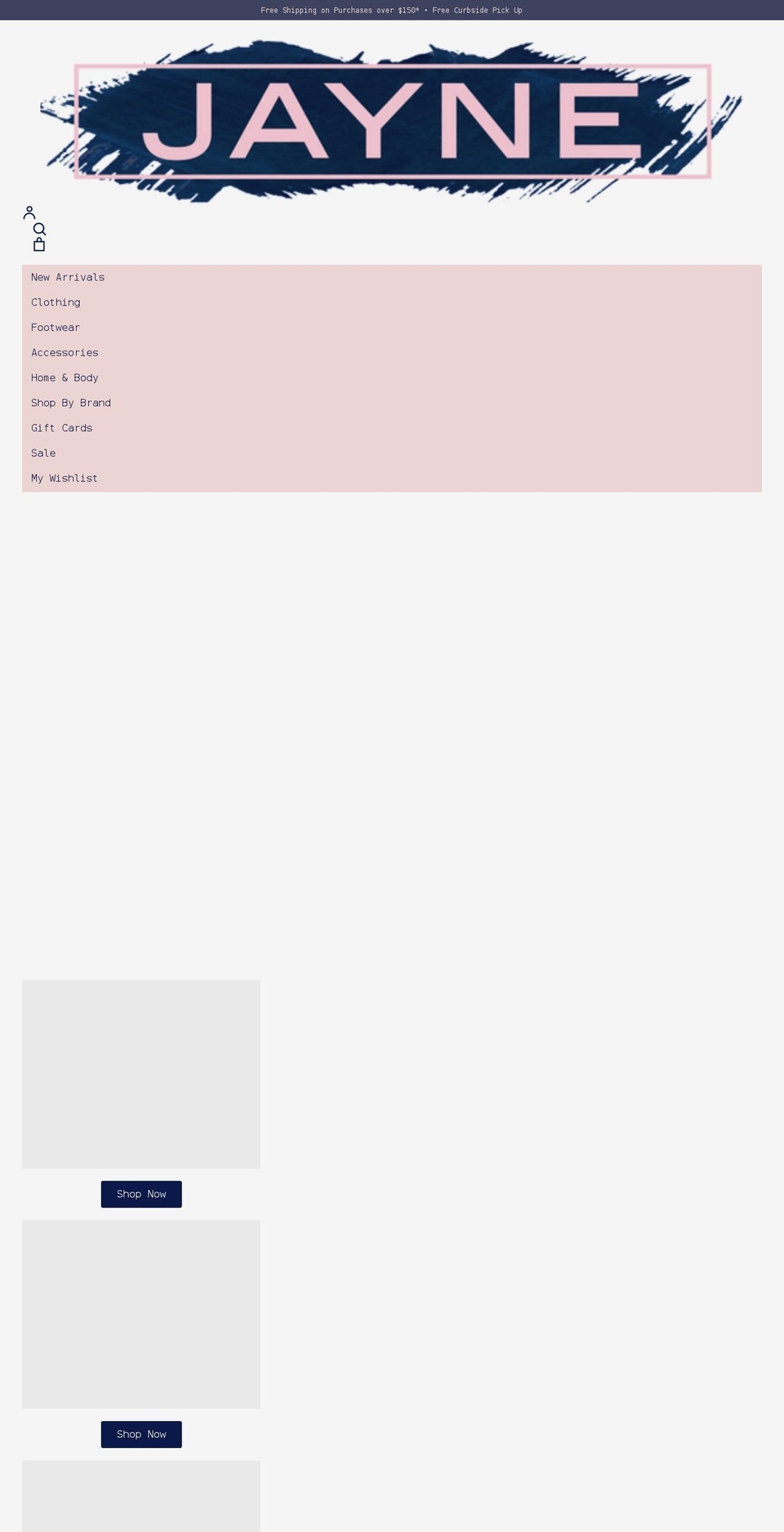 shopjayne.com shopify website screenshot