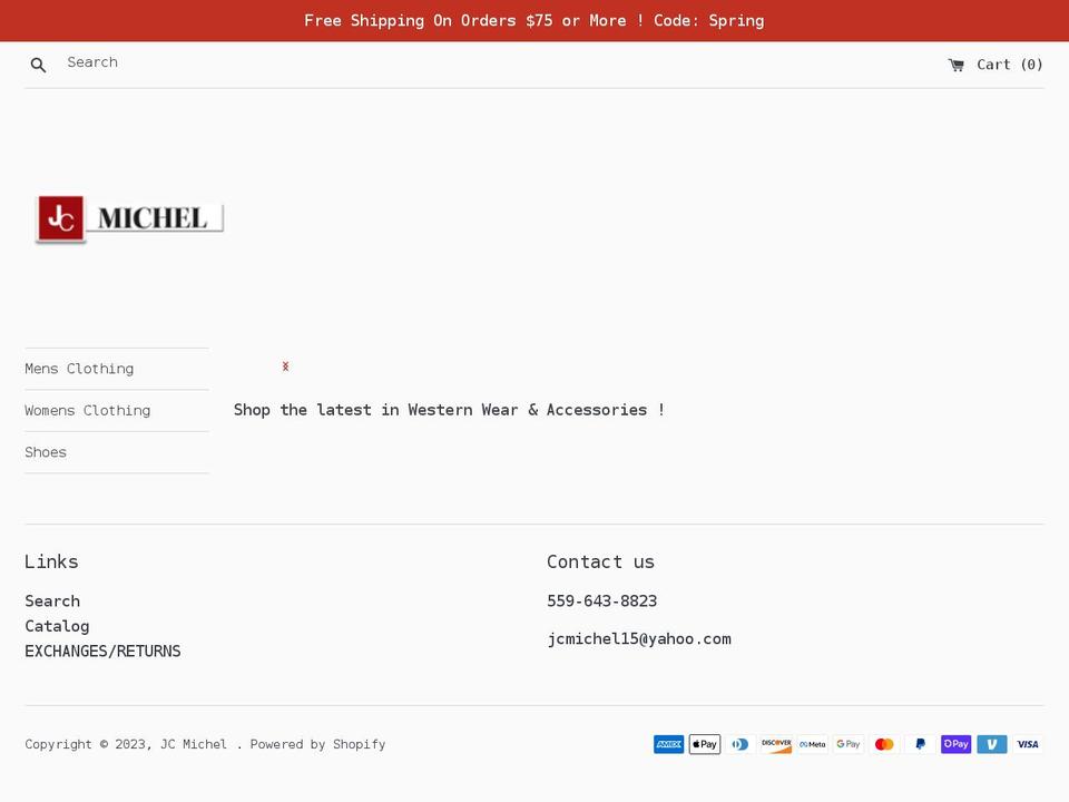 shopjcmichel.com shopify website screenshot