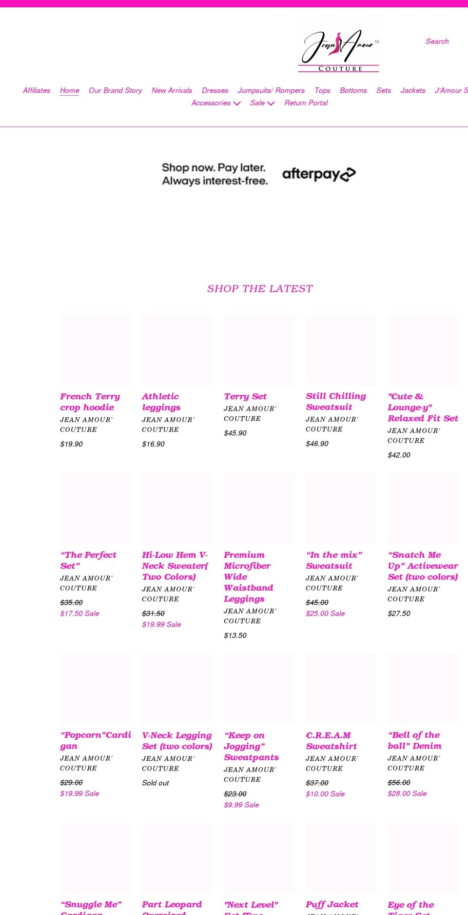 shopjeanamourcouture.com shopify website screenshot