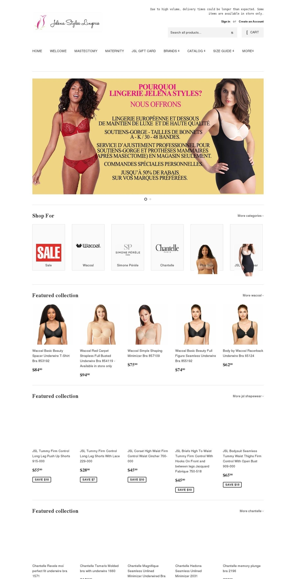 shopjelenastyleslingerie.com shopify website screenshot